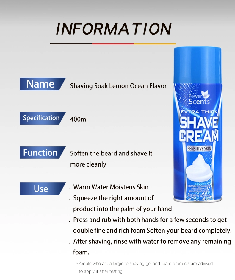 OEM Private Label Shave Foam 400ml Natural Beard Nourish Cream Shaving Foam for Men