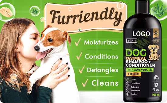 OEM Private Label Orgânico Pet Cabelo Seco Aveia Tearless Aloe Vera 500ml 2 em 1 Pet Shampoo & Condicionador Pet Shampoo para Cachorro